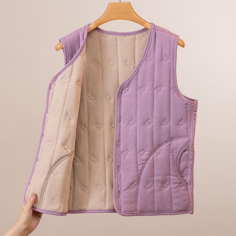 

Шерстяной жилет для женщин: 2025 Флисовая подкладка, Утепленная, Теплая, Безрукавка для мам среднего и пожилого возраста - Коллекция Осень/Зима 3XL for 70-80 kg