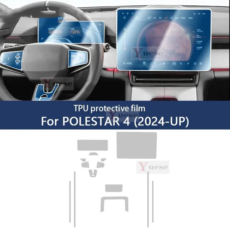 For Polestar 4 2024 Car Interior Dashboard Navigation Center Console Media TPU Anti-scratch Protector Film Sticker