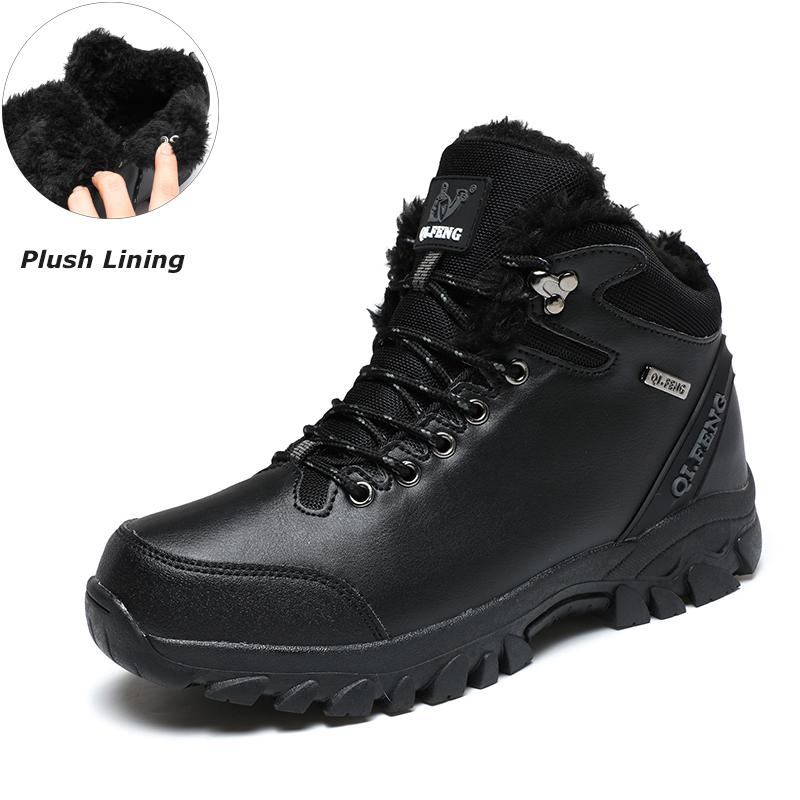 

Мужские походные ботинки, водонепроницаемые зимние ботинки, кожаные кроссовки, мужская уличная спортивная обувь, большие размеры 39-47 46 темно-синий