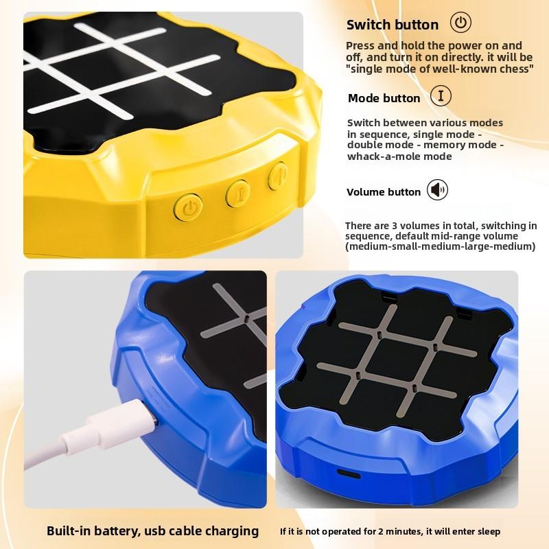 Gioco Portatile Tic Tac Toe Elettronico Ricaricabile Divertimento per Bambini Giocattolo da Viaggio