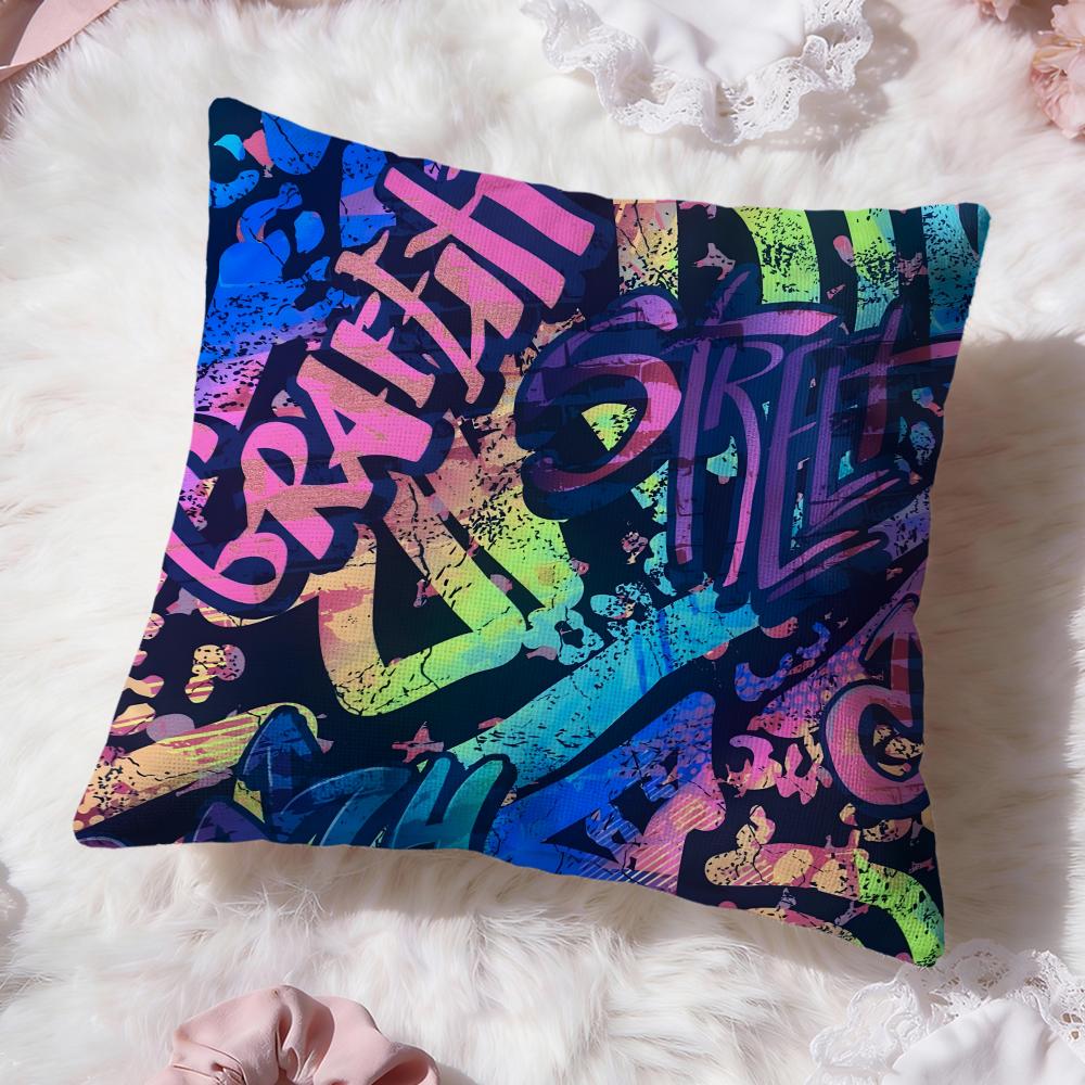 Street Graffiti Texture Cushion Cover Premium Comfort Reversible Pillow Cove Two In One Design for Any Room  Car Interior