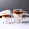 Amerikanische geschichtete Eiskaffeebecher, Klassisches Kaltgetränke-Latte-Glas mit Henkel, Kleine Teetasse Wasser, Nordische Kristallgläser