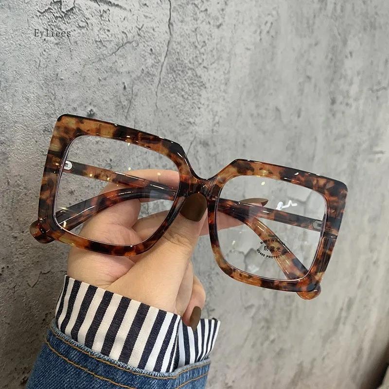 

Vintage Retro Vintage Extra Large Oversized Rectangular Square Eyeglasses Frame Construction Thick Large Big Clear Vision Optical Lenses Anti Blue