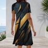 Women Plus Size Round Neck Short Sleeve Dark Purple Halloween Printed A Line Dress