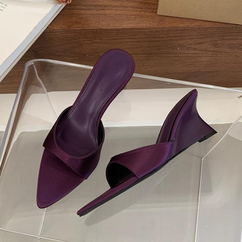 Fashion SUOJIALUN 2025 Summer New Brand Women Slipper Fashion High Wedge Heel Slip On Open Toe Slides Ladies Elegant Outdoor Dress Sanda