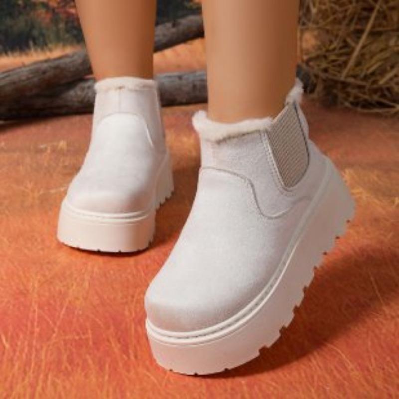 Women's One Foot Stirrup Large Size Soft Sole Winter Warm Anti-slip Fur One Snow Boots Padded Lined Ankle Boots Anti-slip Sports Cotton Boots