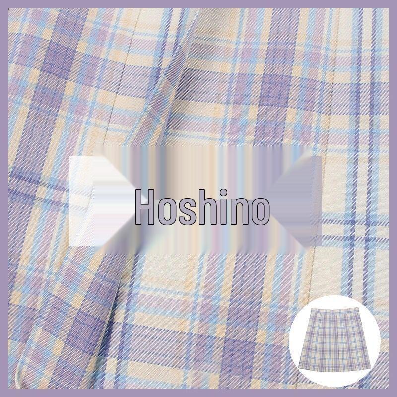 Japanese JK Sailor Suit: Teen Spring/Summer Full Set with Embroidered Shirt & Pleated Grid Skirt
