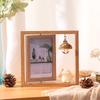 6-Inch Modern Double-Sided Rotating Wooden Photo Frame & Album with Wood Carving Ornament