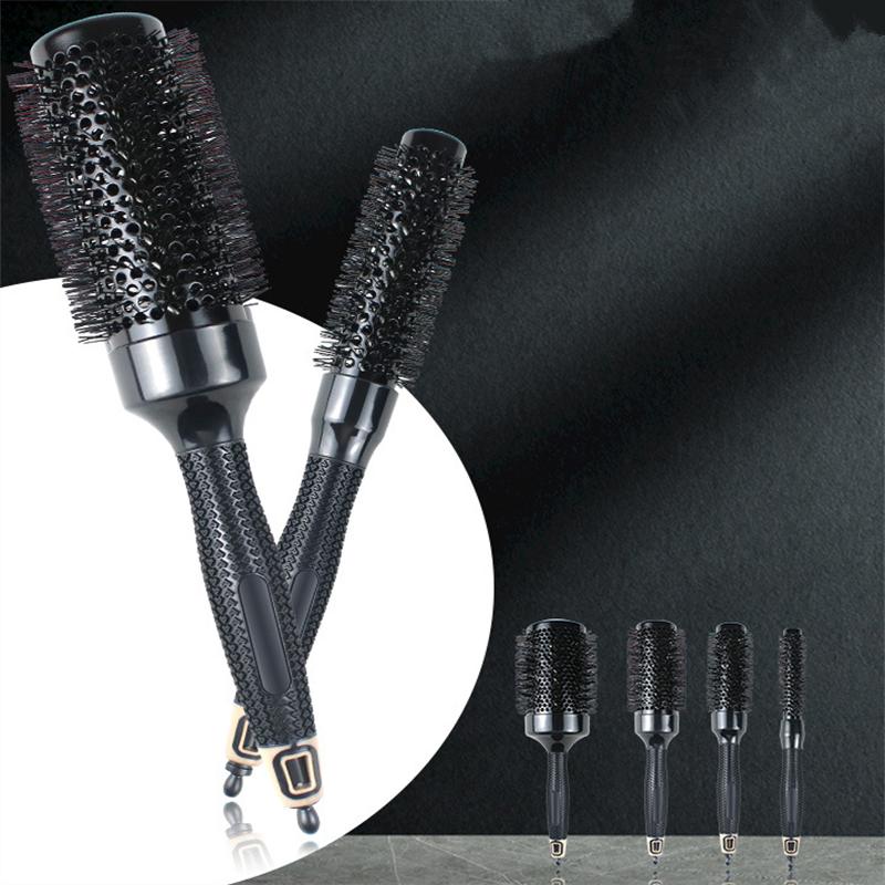 Professional 6pcs/set Black Boar Bristles Round Hair Comb Hairdressing Hair Curler Comb Anti-Static Barber Salon Styling Tools