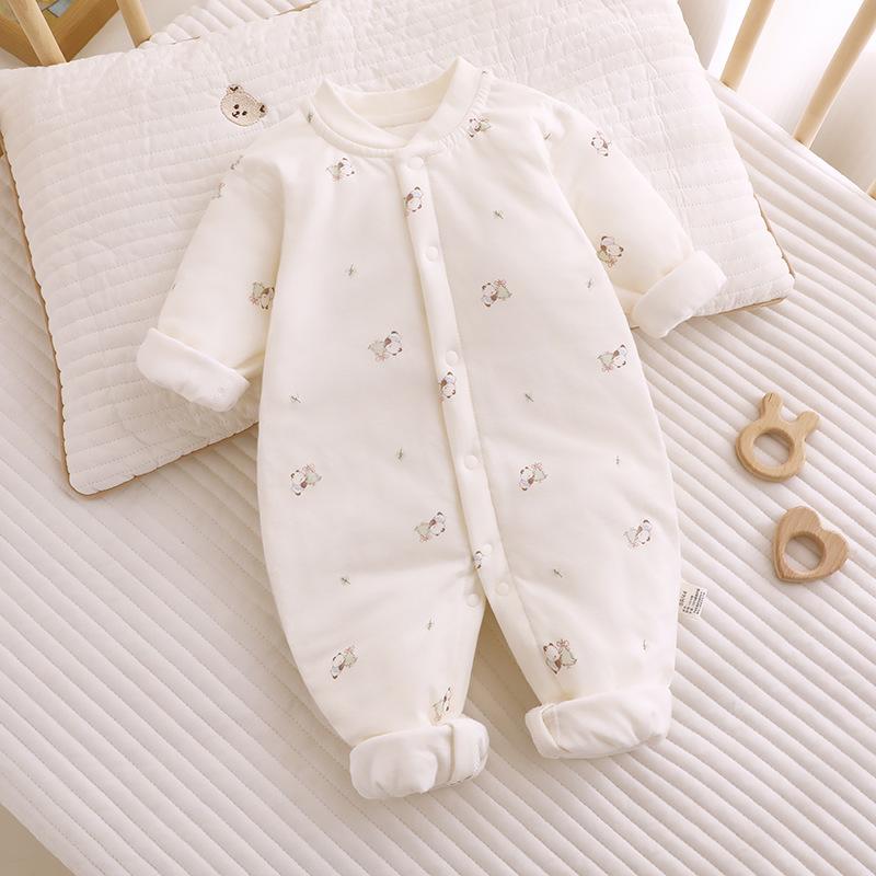 Baby Quilted Cotton Onesie - 40g, Thin, Warm Pajamas for Autumn/Winter