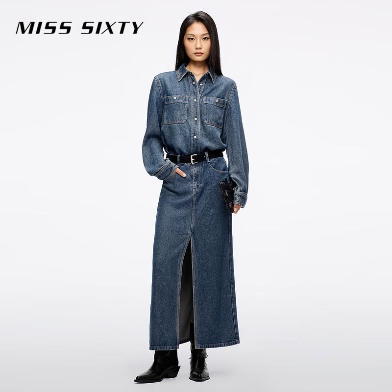 Платье-рубашка из лиоцеллового денима MISS SIXTY 2025 Осень с поясом L