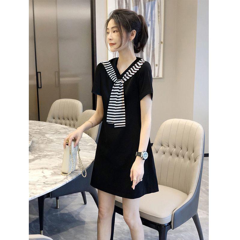 

Women s Black Faux Two-Piece Shawl Dress - Slim-Fit, Flattering Mini Skirt for Summer 2026 M (up to 52.5 kg) чёрный