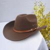 Ethnischer Stil Breitkrempig Gesäumt Kunstleder Gürteldekor Jazzhut Western Cowboy Cowgirl Fedora Hut Modeaccessoires