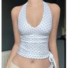 Polka Dot Halterneck Backless Camisole - Slim-Fit Summer Tie-Up Vest for Women