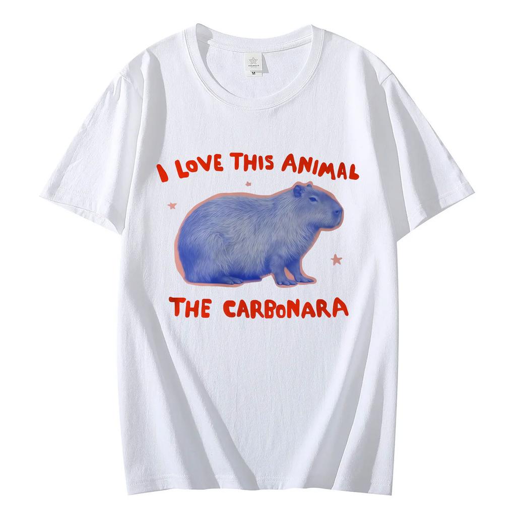 Ich liebe dieses Tier Das Carbonara Lustige Capybara Meme T-Shirt Mode Y2k Übergroße T-Shirts Unisex Sommer Lässig Baumwoll-T-Shirts
