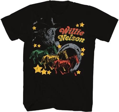 Willie Nelson - Willie Nelson - Multi Color Horse T-Shirt - Small Black ZRWN1182 XL