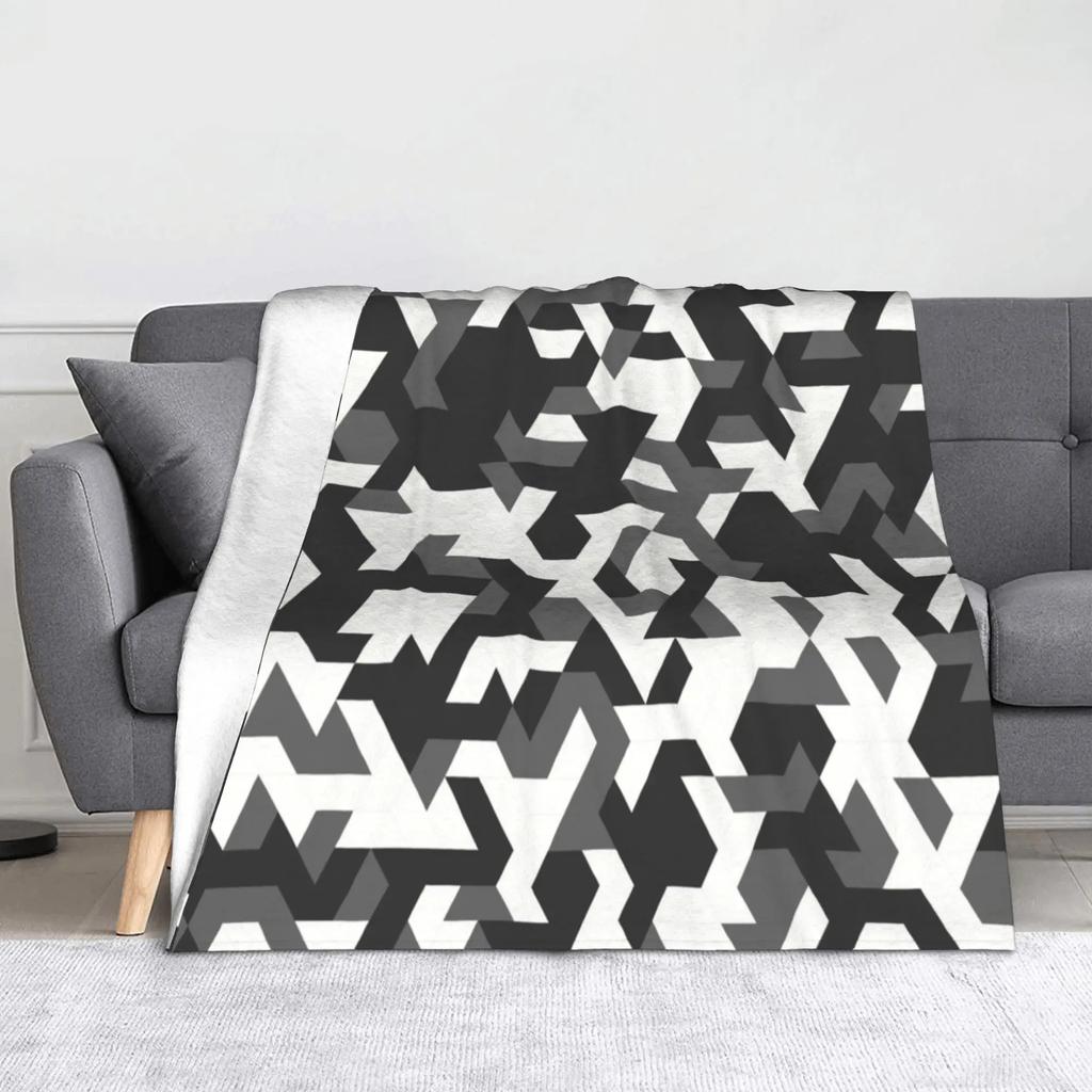 Camo Camouflage Flannel Throw Blankets Sea Texture Blanket for Bed Outdoor Lightweight Thin Plush Thin Quilt