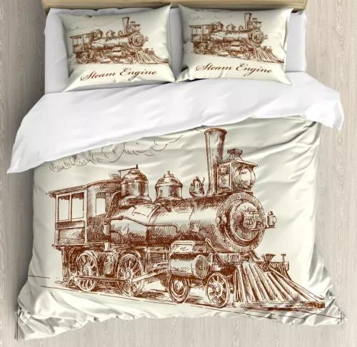 Comforter Steam Train Bedding Set Decoration Gift Suitable For Children Boys Girls Adults. Warm Soft Comfortable Breathable