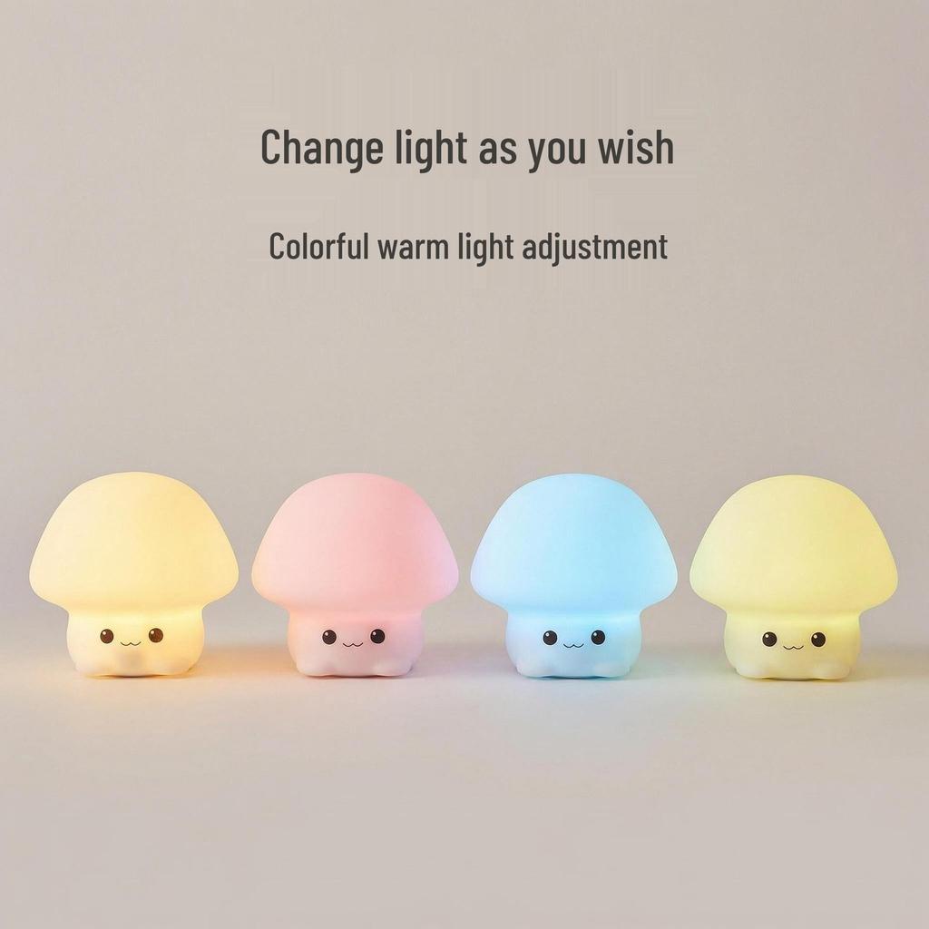 Mushroom Silicone Night Light: Children's Cartoon Atmosphere Sleep Light