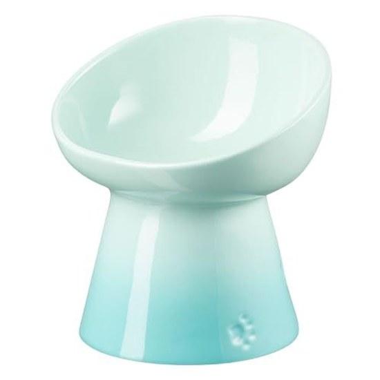 Suport Înalt Le Creuset Bol pentru Animale Adânc Culoare Mentă Rece Rezistent la Pete Câine Pisică Sigur pentru Microunde