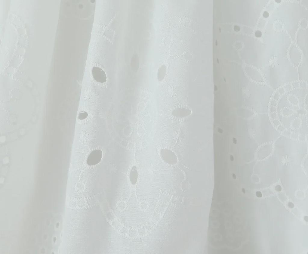 2024 Herbst Damen Französischer Hof Laternenärmel Ein-Schulter Ausgehöhlt Bestickt A-Linien-Kleid