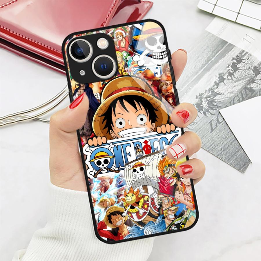 

Glass Phone Cover Case for iPhone 17 Pro Max 8 13 16 11 XR 12 14 15 Plus Air OneS P-ieceS LuffyS iPhone 12