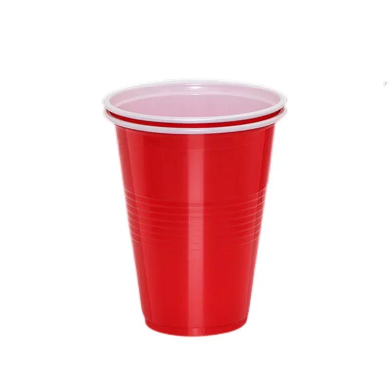 

Одноразовые пластиковые стаканчики красного цвета для вечеринок с напитками, перерабатываемые красные стаканчики с линиями наполнения для напитков, дня рождения, свадьбы, Рождества