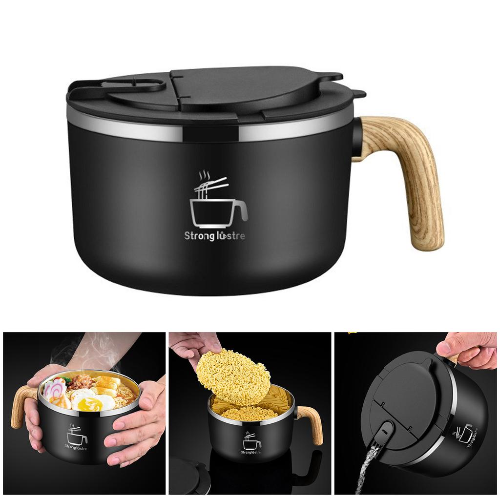Functional Instant Noodle Bowl Practical Stainless Steel Bowl Sturdy Instant Noodles Bowl for Various Settings