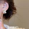 Real Gold Electroplated Silver Needle Zircon Flower Pearl Stud Earrings Retro Elegant Light Luxury Temperament Earrings Commuter Versatile Earrings
