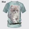 Summer Men's T-shirt Animal Cute Cat Print Crew Neck Short Sleeve Tee Street Trend Tops Oversized Male Clothing T Shirt for Men