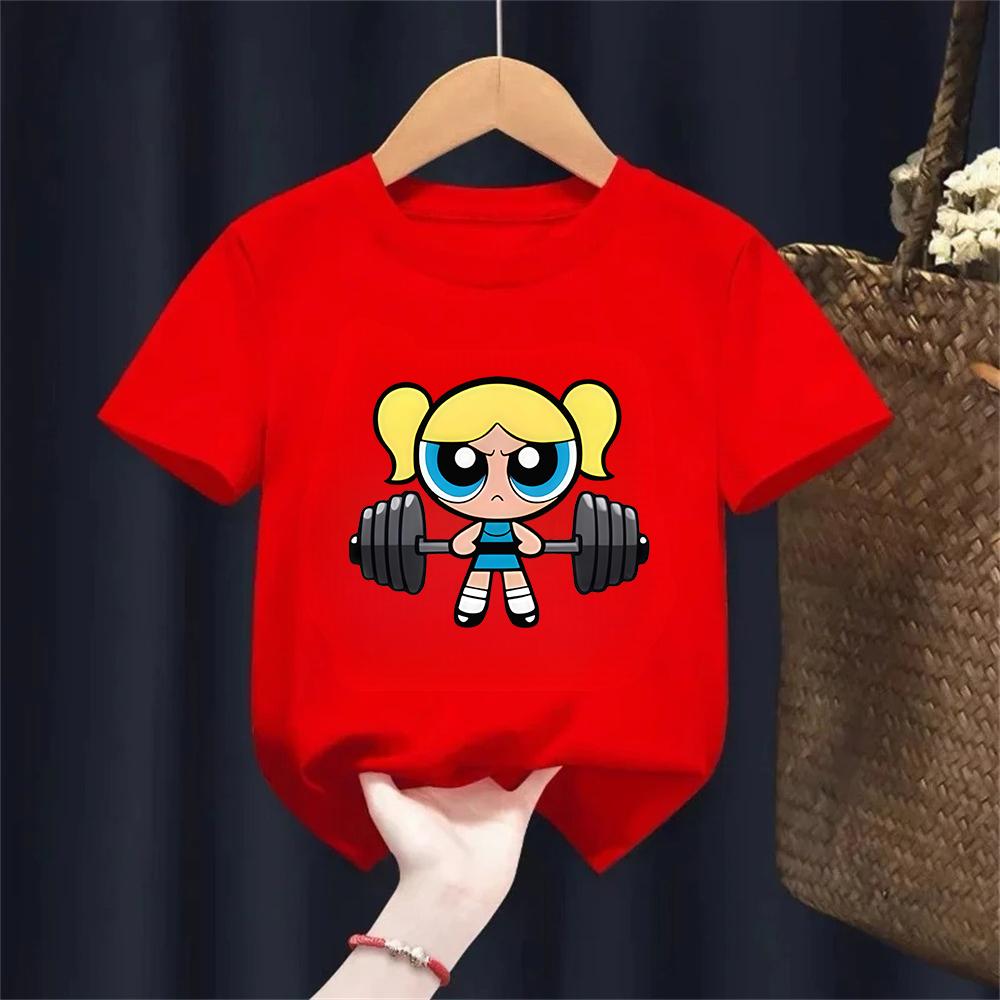Girls Super Powerful Blouse Training Streetwear Tshirt Kids Shirt Academy Fitness Tshirt
