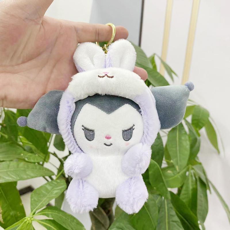 Adorable Sanrio Kuromi Plush Doll Keychain Featuring Cute Pom Pom Purin Design 16cm Style A