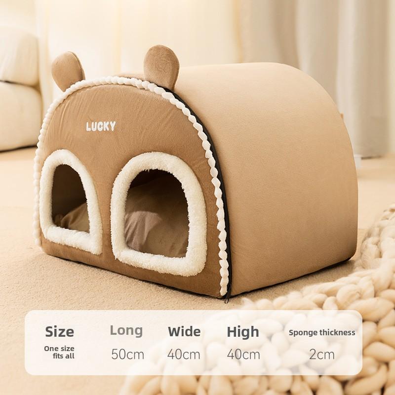 

Осенне-зимний полузакрытый питомник для нескольких домашних животных для всей семьи, юрта, будка для маленьких собак, теплый наполнитель для кошачьего туалета, наполнитель для домашних животных brown