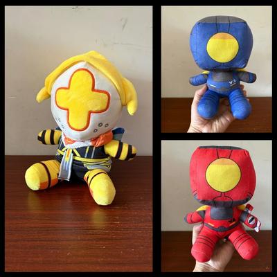 Funny Yellow Cross Face Sitting Blue Red Robot Warrior Cartoon Anime Game Character Ultrakill Plush Toys Desk Decor Plushie Doll