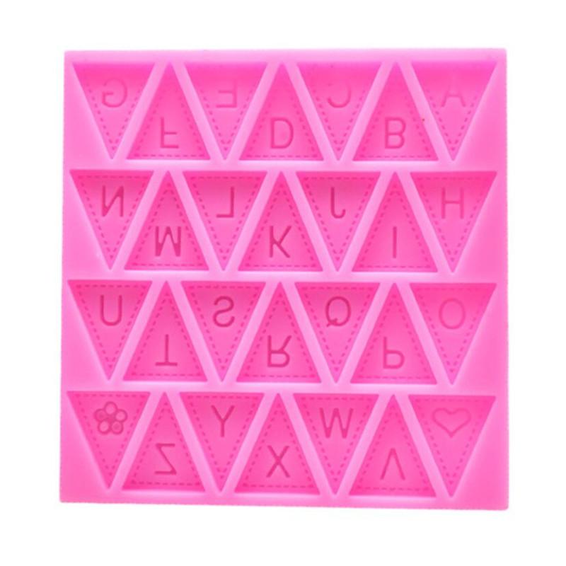 Cooking Tools Flag Shape 26 English Letters Silicone Mold Chocolate Fondant Cake Decorating Cake sugar craft Moulds Tools