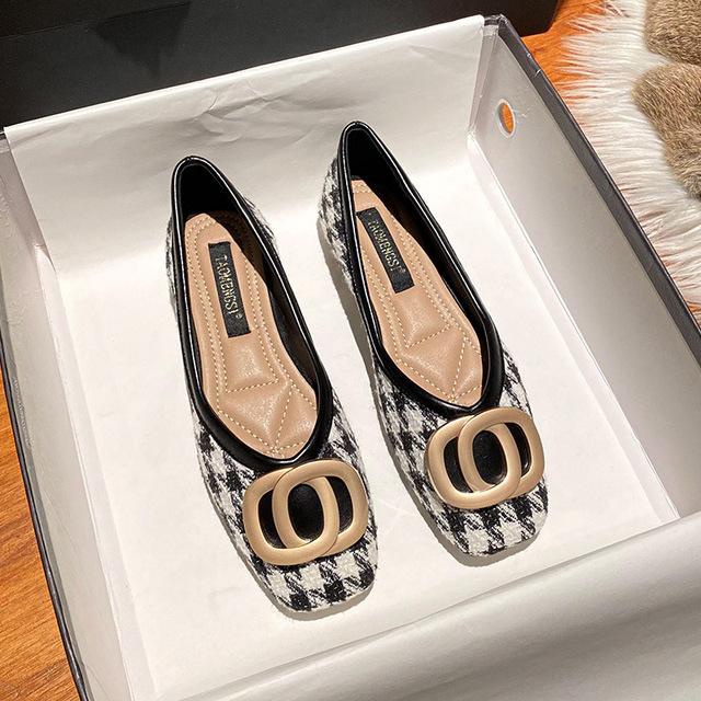 2024 Fashion Woman Square Toe Shoes Slip-on Shoes Casual Shallow Mouth Flats Rhinestone Female Cute Barefoot Shoes Big Size