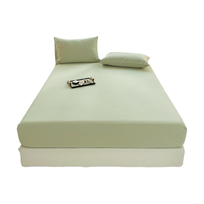 Autumn/Winter Thick Solid Color Cotton Flannel Fitted Sheet & Dust Cover