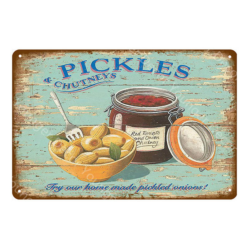 Food Bread Decor Ice Cream Milk Strawberries Pickles Waffles Ploughmans Metal Tin Signs Vintage Poster Wall Art Plaque YI-010