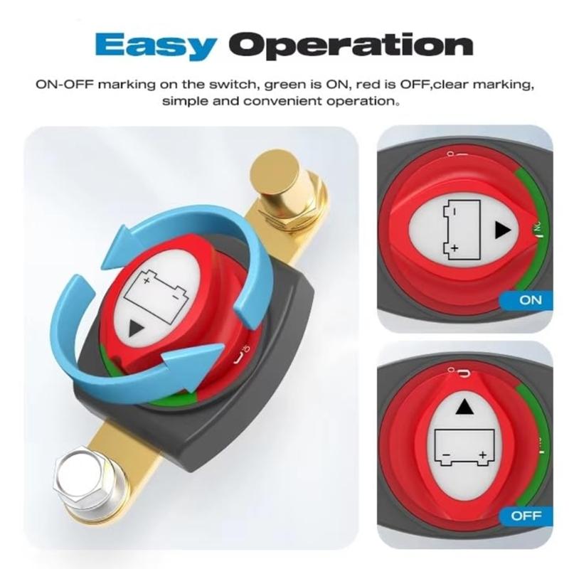 Integrated Emergency Cut Off Switches Accessory for Battery Posts Brass Terminals Connectors Prevents Loose Contacts