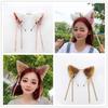Lolita Cats Ears Hair Hoop Plush Headdress Simulation Animal Headband with Bowknot All-match Headband for Street Shoo