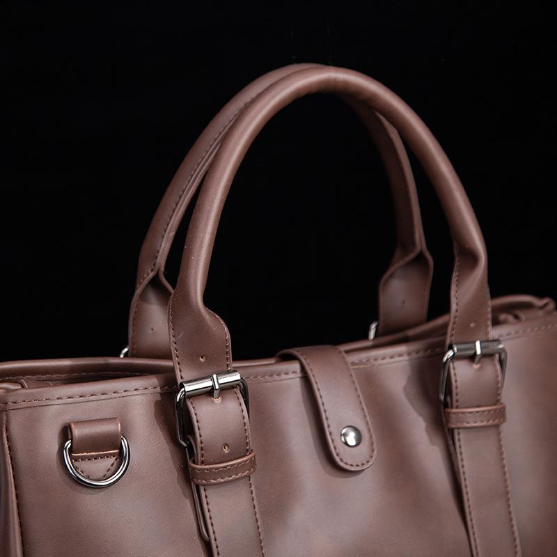Retro Men's Portable Briefcase Casual Messenger Bag Crazy Horse Leather Men's Bag Horizontal Shoulder Bag