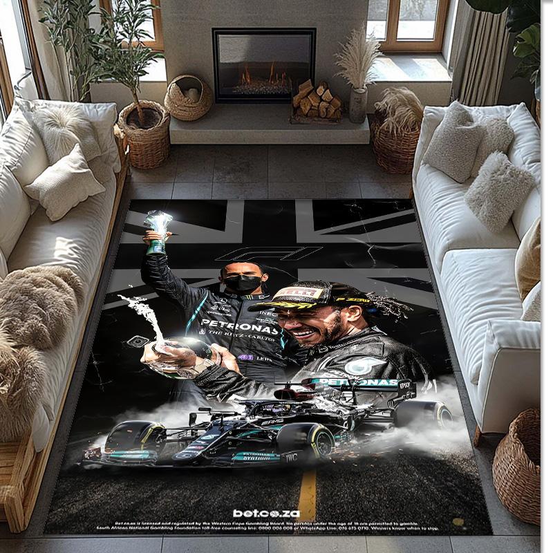 Lewis Hamilton Tappeto in Velluto di Cristallo Morbido Anti?Tappetino Antiscivolo Comodo per Casa Soggiorno Camera da Letto Tappeto Decorativo