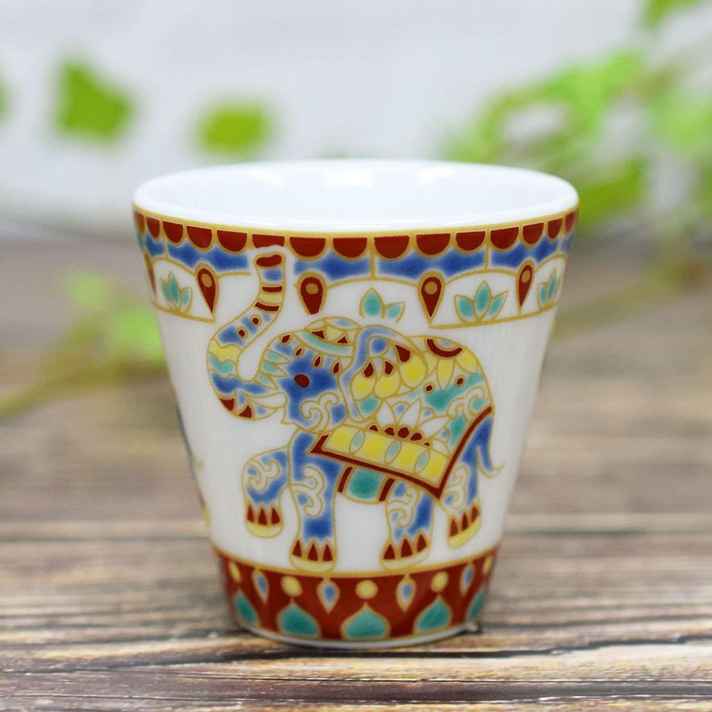 Japanese Warehouse Lucky Ochoko Sake Cup Kutani Ware Sake Cup Mandala Elephant Ceramic Brand Japanese Tableware Choko Cup Made In Japan