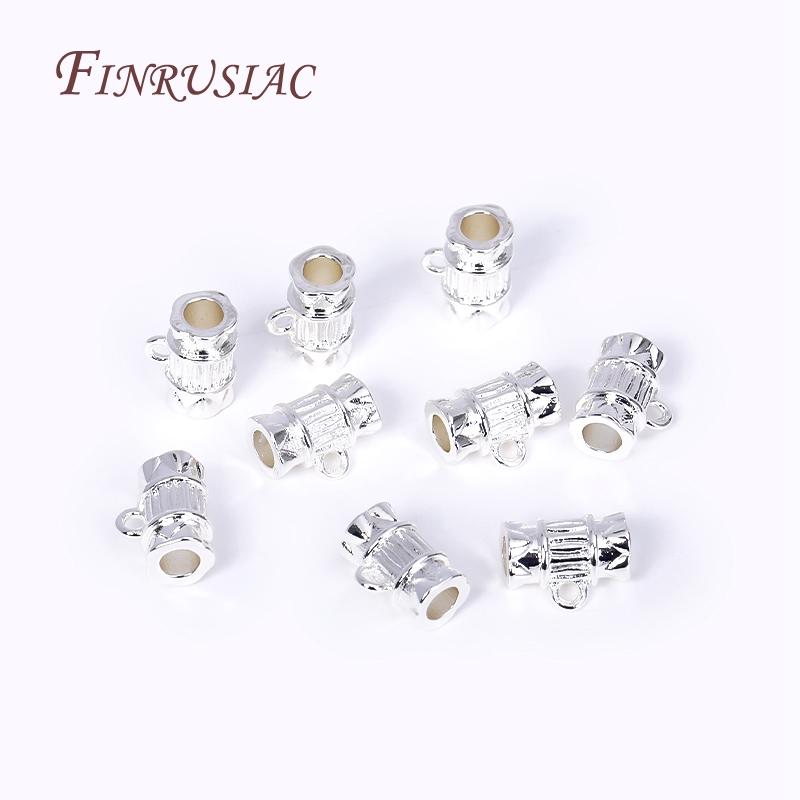 18K Gold Plated Bamboo Tube Shape Spacer Beads Pendant Charms Bail Brass Metal Bail Beads Connector DIY Jewelry Making Supplies