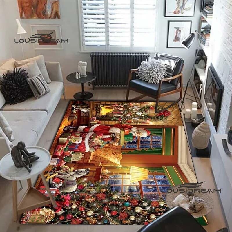 Weihnachts-Weihnachtsmann-Teppiche und Vorleger, Winter-Schnee-Teppich, Bodenmatte, Wohnzimmer, Schlafzimmer, großer Bereich, weicher Teppich, Kinderzimmer-Teppich