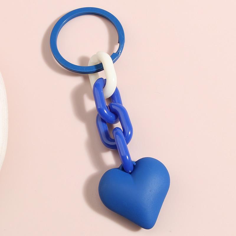 Handmade Heart Keychain Acrylic Plastic Link Chain Key Ring For Women Girls Handbag Pendant Accessorie Car Keys Jewelry Gifts