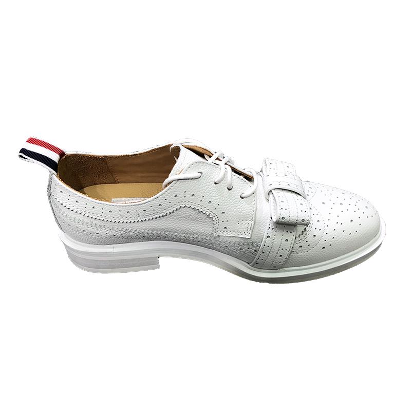 Bow Knot Leather Shoes British Style Star With The First Layer Cowhide Shoe Retro White Genuine Leather Women Flat Shoes