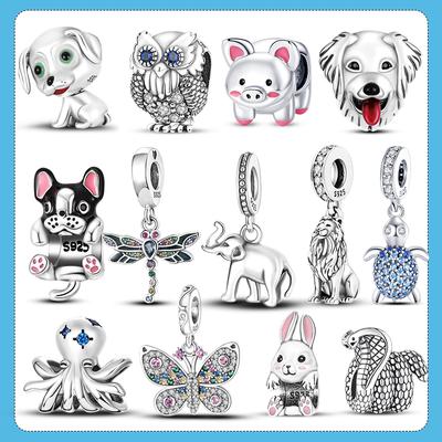 סדרת חיות תליון קסמי חרוזים כלב חתול plata charms of ley 925 Fit מותג צמיד נשים תליון שרשרת תכשיטים