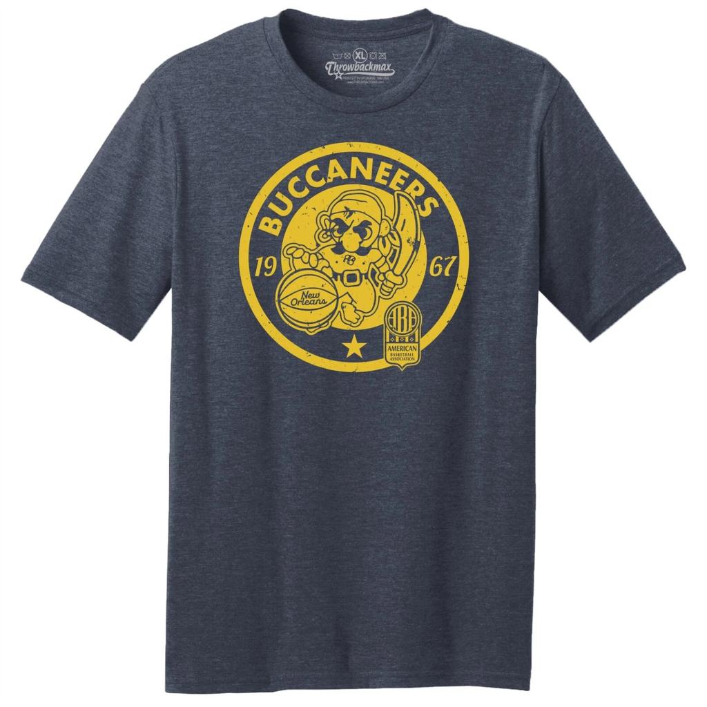 New Orleans Buccaneers 1967 ABA Basketball TRI-BLEND Tee Shirt - Green Heather