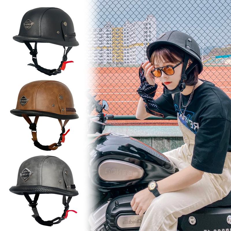 Vintage leather WWII style soldier helmet retro half helmet all seasons unisex bicycle cruiser electric scooter helmet JYT-108